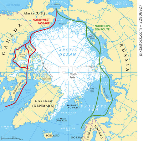 Arctic Ocean Sea Routes Map 22906927