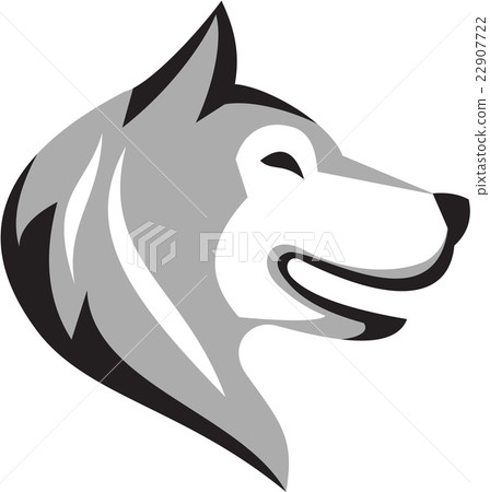 Husky Dog Head Retro 22907722