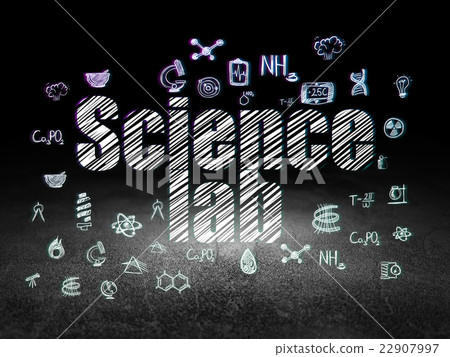 Science concept: Science Lab in grunge dark room 22907997