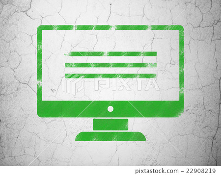 Software concept: Monitor on wall background Software concept: Monitor on wall background 22908219