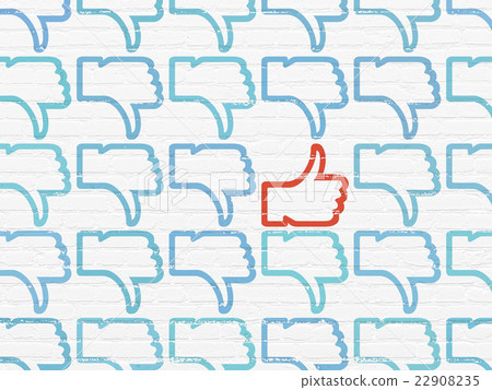 Social media concept: thumb up icon on wall 22908235