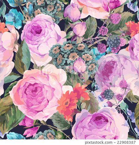 Vector vintage floral seamless pattern - Stock Illustration [22908387 ...
