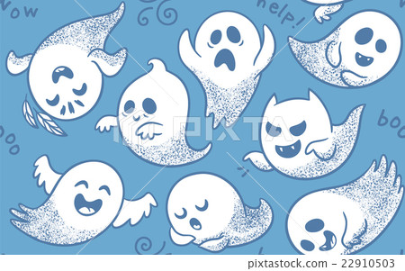Seamless pattern of cute cartoon ghosts with Seamless pattern of cute cartoon ghosts with 22910503