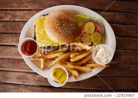 Hamburger French Potato Fast Food Cheese Burger Tomato US 22910997