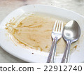 Empty dish with spoon and fork after food 22912740