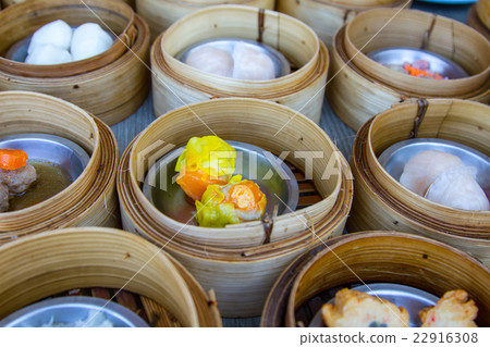 various dim sum in bamboo steamer in chinese  22916308