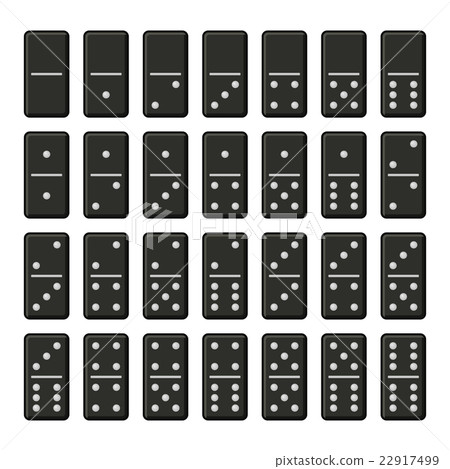 Black Domino Bones Complete Set on White 22917499