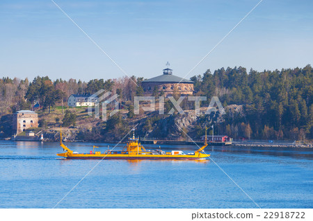 Small yellow Ro-Ro ferry in Sweden 22918722