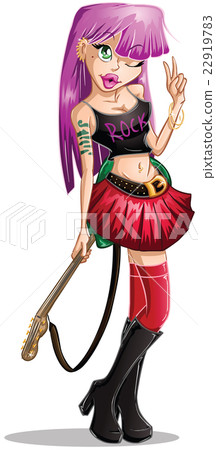 Gothic Teenaged Girl With Guitar 22919783