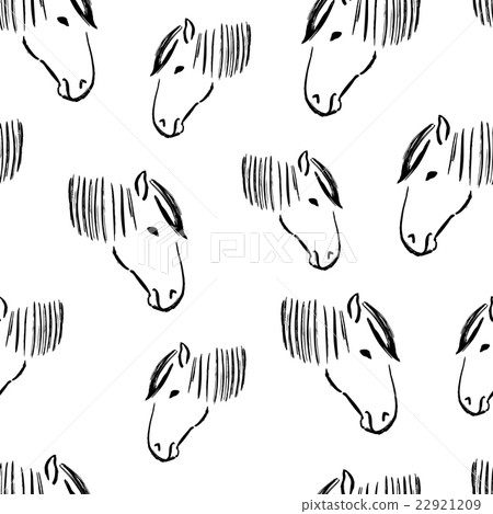 Seamless pattern with heads of horses. Vector - Stock Illustration ...