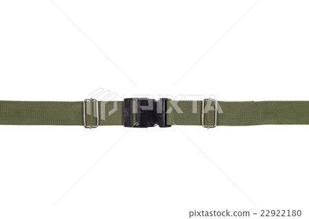 Side release buckle from plastic with green belt. 22922180