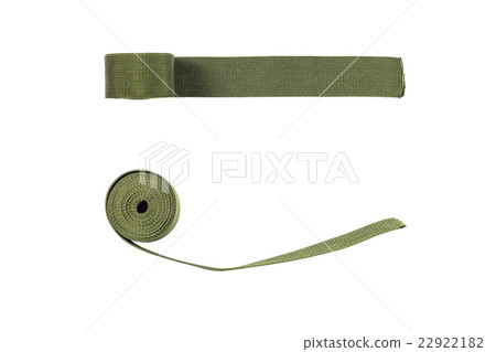 Roll of green nylon belt on the white background. 22922182