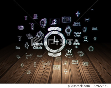 Timeline concept: Hand Watch in grunge dark room 22922349