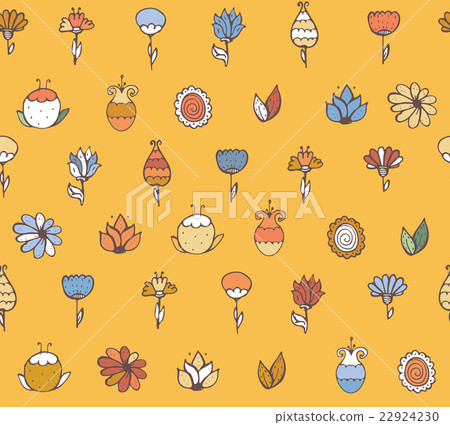 Seamless colorful doodle flowers pattern Seamless colorful doodle flowers pattern 22924230