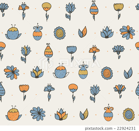 Seamless colorful doodle flower hand drawn pattern 22924231