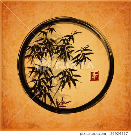 Bamboo trees in black enso zen circle Bamboo trees in black enso zen circle 22924317