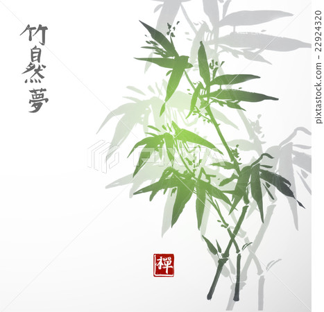 Card with bamboo on white background Card with bamboo on white background 22924320
