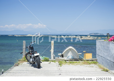 湘南海和摩托車 照片素材 圖片 圖庫