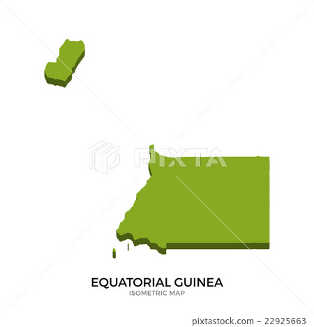 Isometric map of Equatorial Guinea detailed vector 22925663
