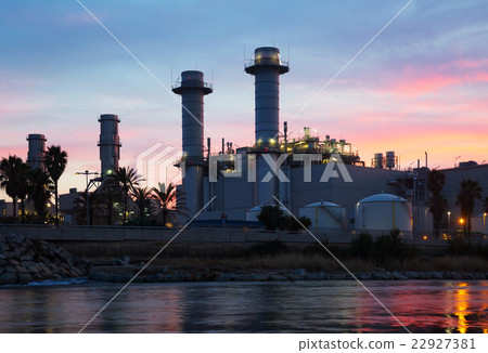 Evening view of power plant Evening view of power plant 22927381