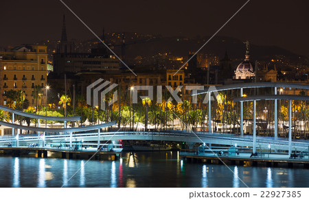 Port with bridge in autumn night. Barcelona Port with bridge in autumn night. Barcelona 22927385