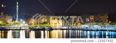 Panorama of Port at Barcelona in night Panorama of Port at Barcelona in night 22927392