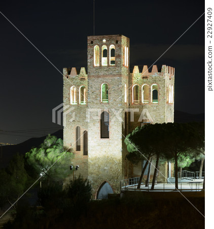 View of Castle Torre Baro in night. Barcelona 22927409