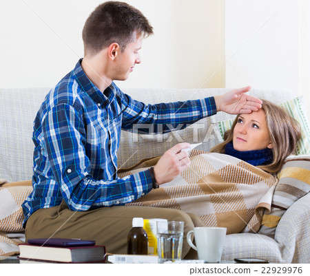 Woman with flue and nursing 22929976
