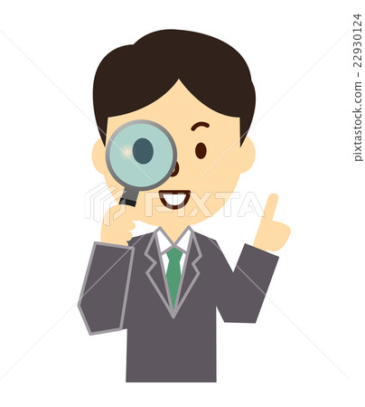 Company employee Magnifying glass pointing 22930124