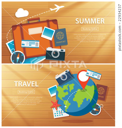 summer and travel flat banner template summer and travel flat banner template 22934237