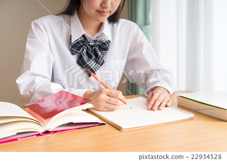 Girls high school studying at home Girls high school studying at home 22934528