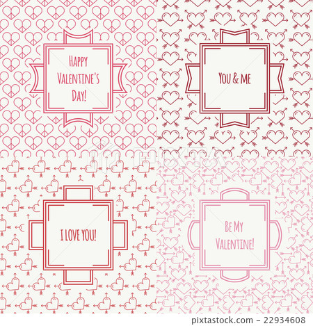 Set of red, pink romantic seamless pattern with 22934608