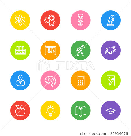 colorful line education and science icon set 22934676