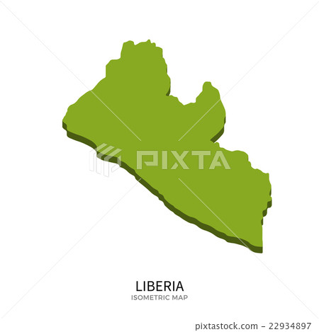 Isometric map of Liberia detailed vector 22934897
