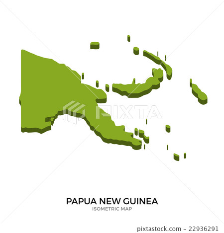 Isometric map of Papua New Guinea detailed vector 22936291