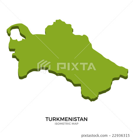 Isometric map of Turkmenistan detailed vector 22936315