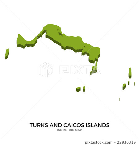 Isometric map of Turks and Caicos Islands detailed 22936319