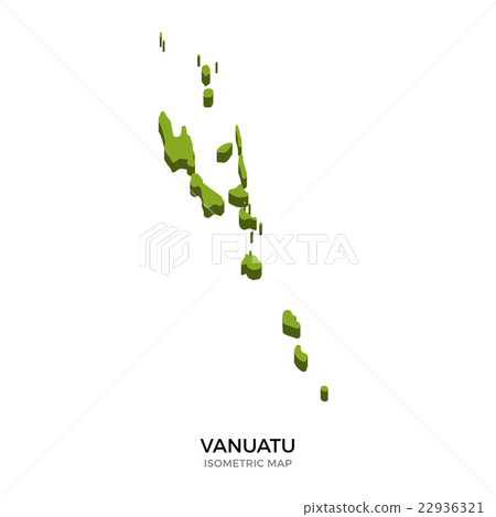 Isometric map of Vanuatu detailed vector 22936321