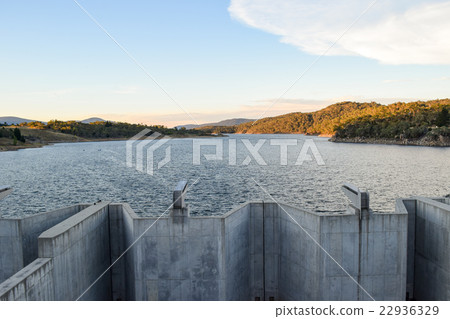 Weighted flood gates on Jindabyne Dam Weighted flood gates on Jindabyne Dam 22936329