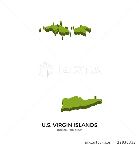 Isometric map of U.S. Virgin Islands detailed 22936332