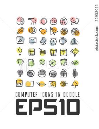 Set vector simple icon in Doodle - Stock Illustration [22938033] - PIXTA