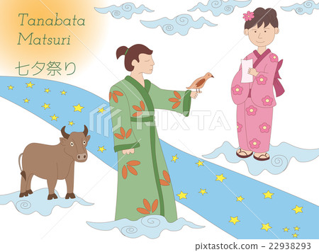 Milky Way, couple and cow. Tanabata legend. Milky Way, couple and cow. Tanabata legend. 22938293