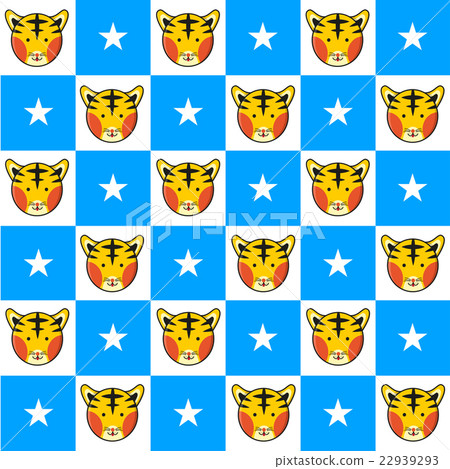 Tiger Star Blue White Chess Board Background 22939293
