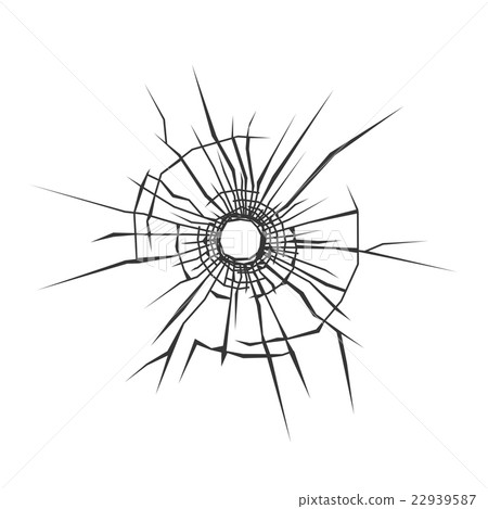 Bullet Hole in Glass. White Background. Vector Bullet Hole in Glass. White Background. Vector 22939587