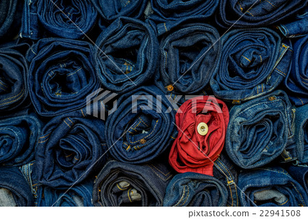 Roll blue denim jeansand one roll red jean Roll blue denim jeansand one roll red jean 22941508