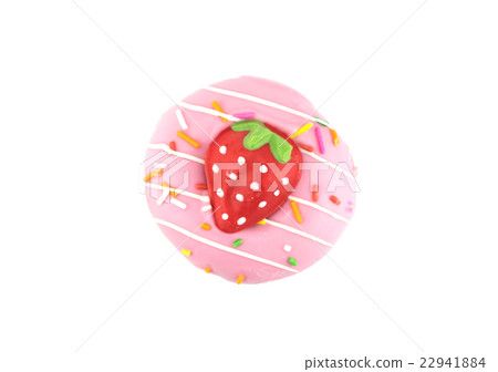 Fancy strawberry donut isolated white background Fancy strawberry donut isolated white background 22941884