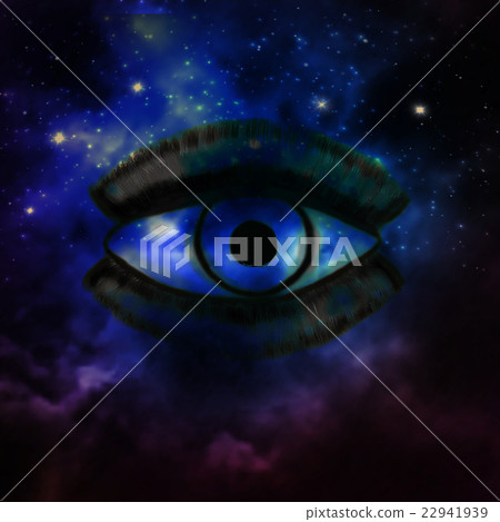 Woman Eye and cosmic space with stars music 22941939