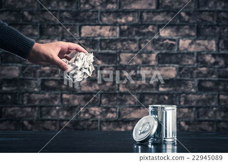 Trash bin waste brick background 22945089