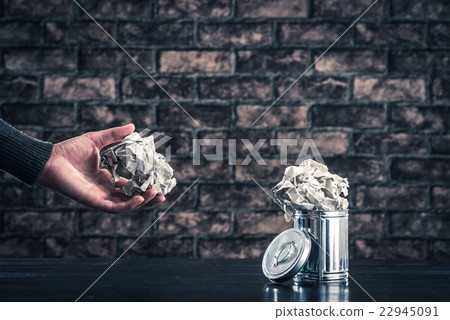 Trash bin waste brick background 22945091