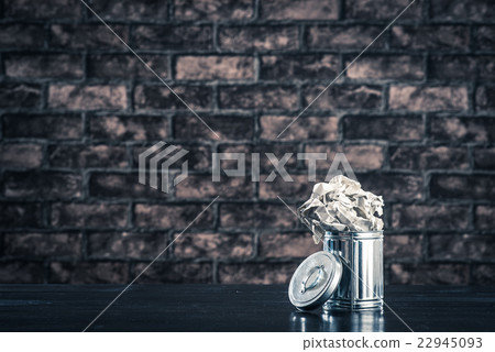 Trash bin waste brick background 22945093